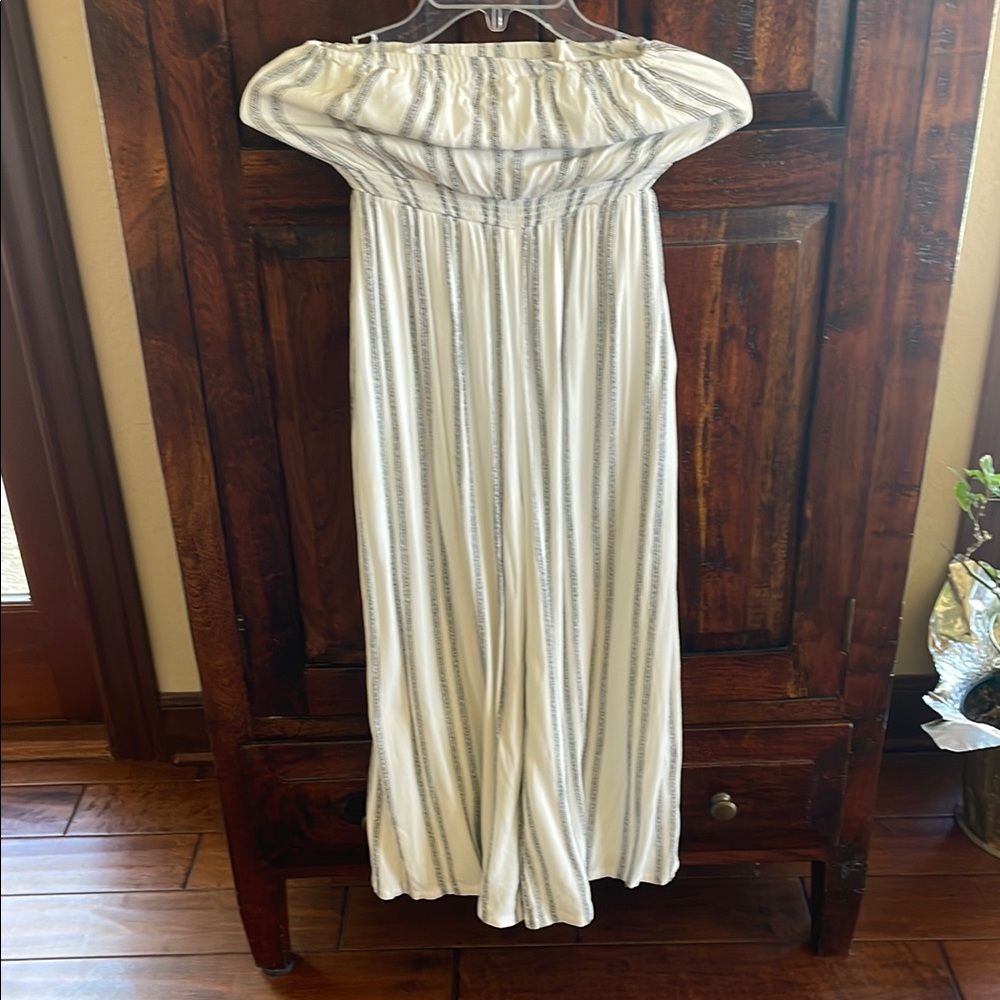 Silence + Noise Cream Ruffled Tiered Jumpsuit